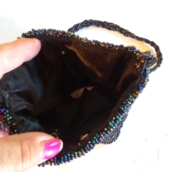 Vintage Heavily HAND BEADED Floral Mini Bag W/ Strap Stunning! - Picture 3 of 6